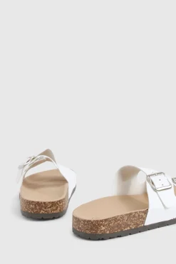 boohoo Double Buckle Footbed Slider< Sandales