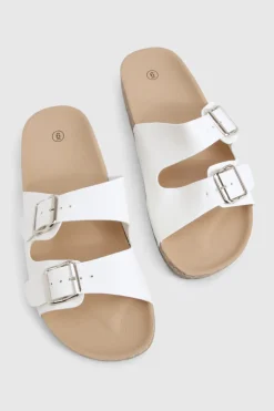 boohoo Double Buckle Footbed Slider< Sandales