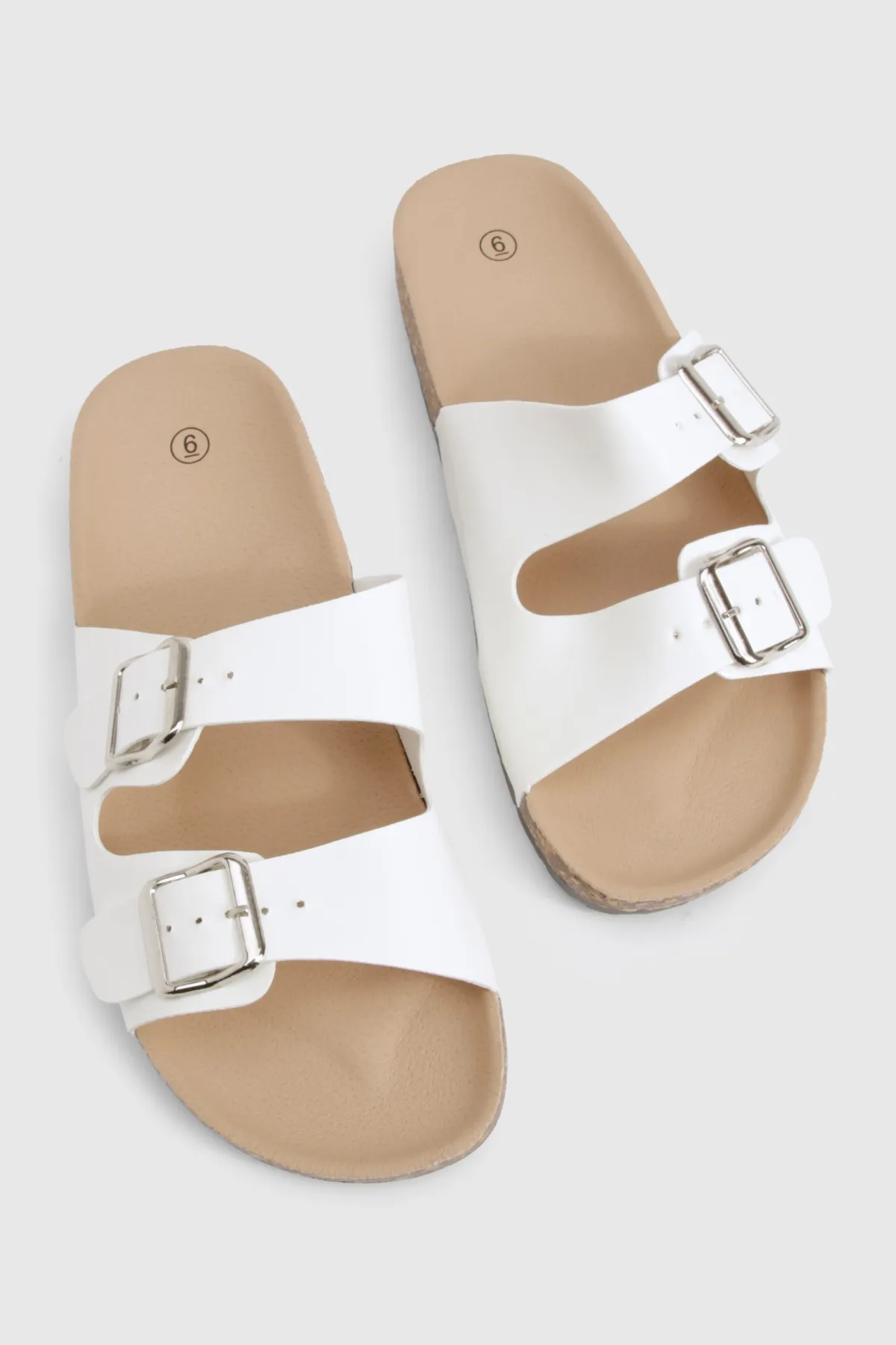 boohoo Double Buckle Footbed Slider< Sandales