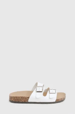 boohoo Double Buckle Footbed Slider< Sandales