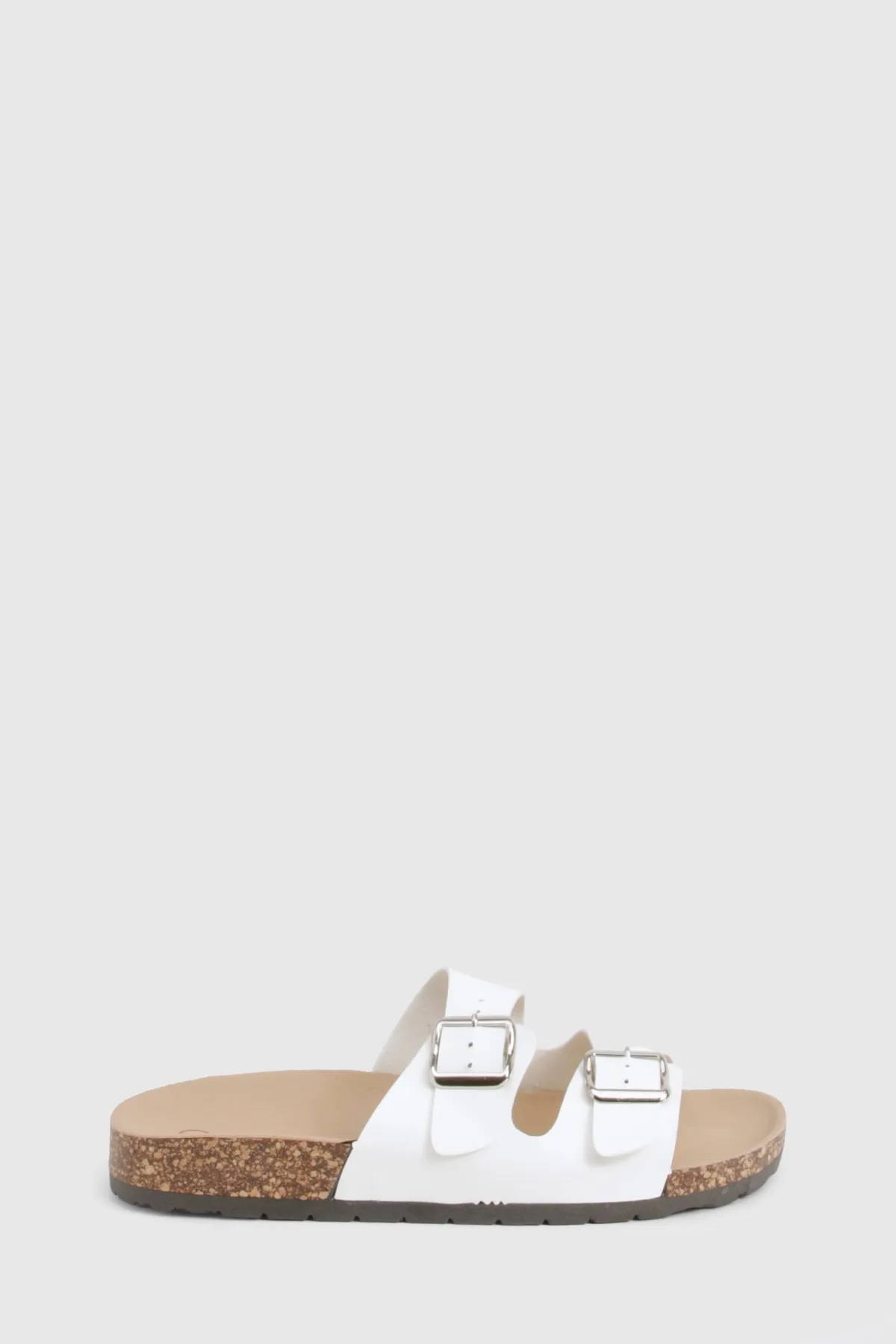 boohoo Double Buckle Footbed Slider< Sandales