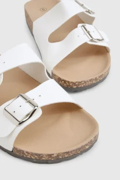 boohoo Double Buckle Footbed Slider< Sandales