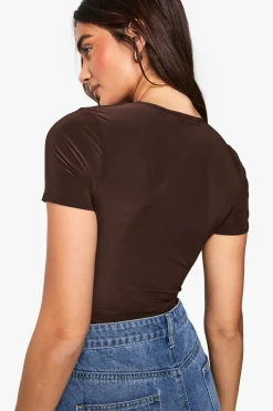 Double Layer Slinky Short Sleeve Bodysuit