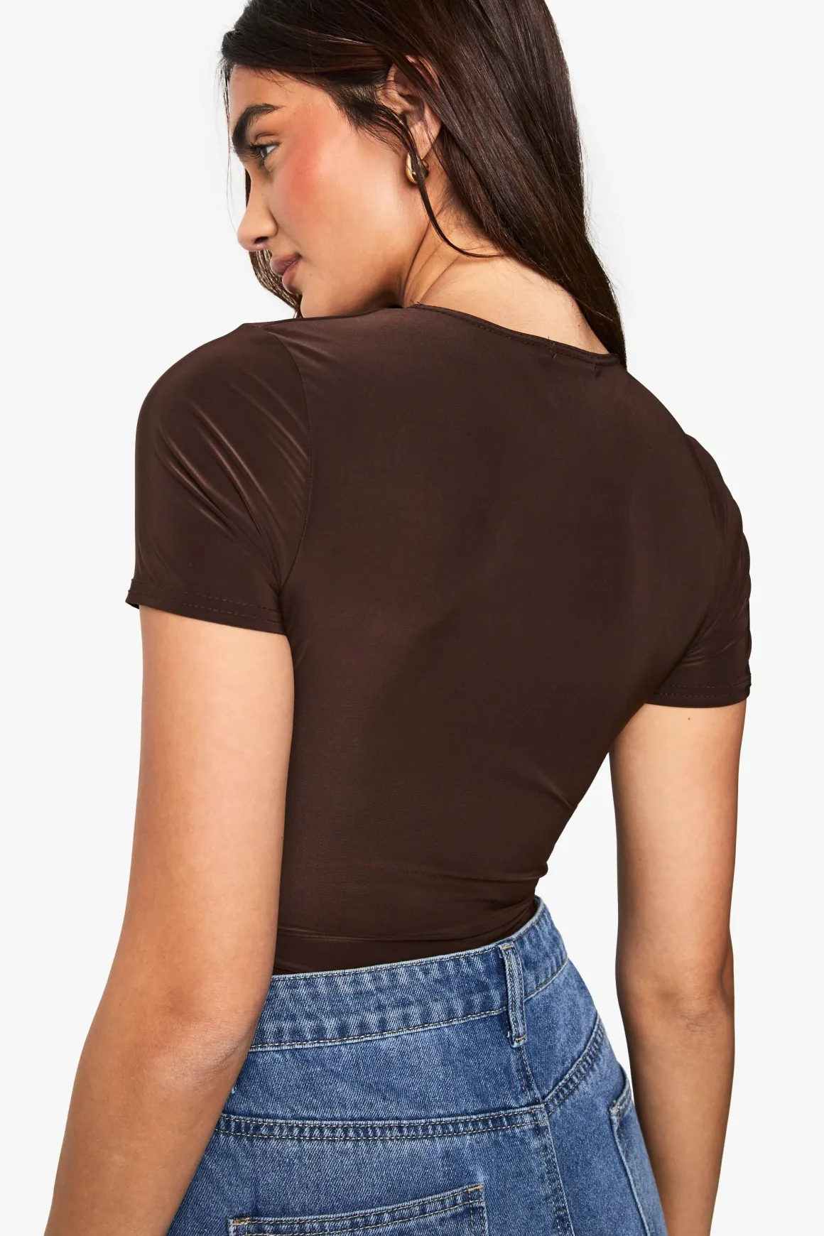 Double Layer Slinky Short Sleeve Bodysuit