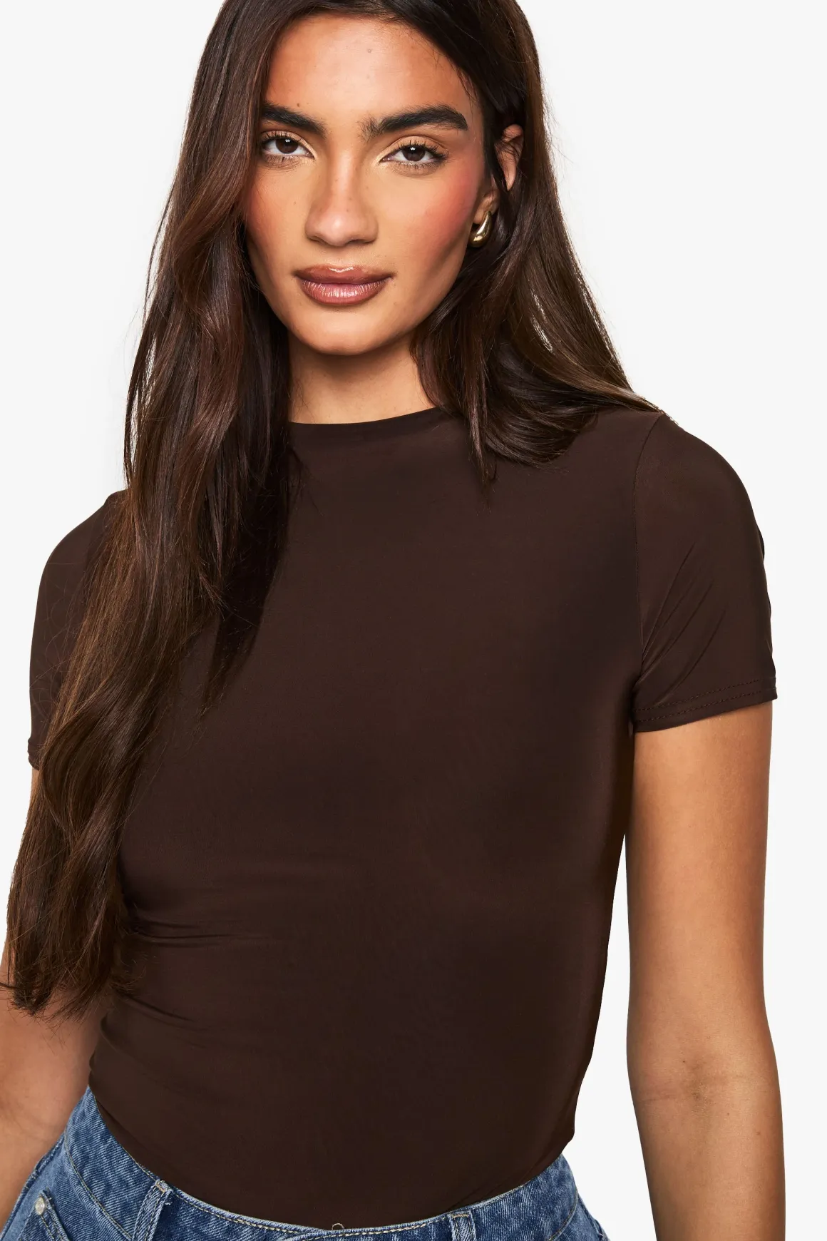 Double Layer Slinky Short Sleeve Bodysuit