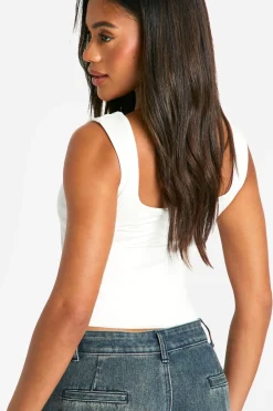 boohoo Double Layer Slinky Square Neck Crop top<Femme Tops
