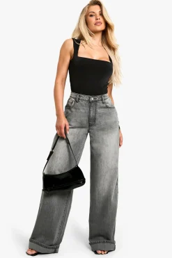 boohoo Double Layer Slinky Square Neck Bodysuit<Femme Tops