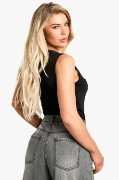 boohoo Double Layer Slinky Square Neck Bodysuit<Femme Tops