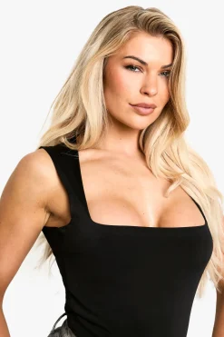 boohoo Double Layer Slinky Square Neck Bodysuit<Femme Tops