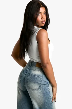 boohoo Double Layer Slinky Square Neck Bodysuit<Femme Tops