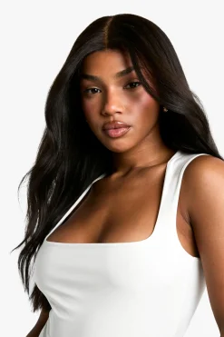 boohoo Double Layer Slinky Square Neck Bodysuit<Femme Tops