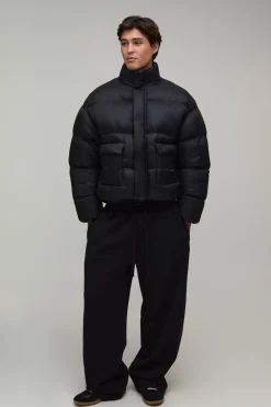 Doudoune Bouffante Col Montant Coupe Boxy