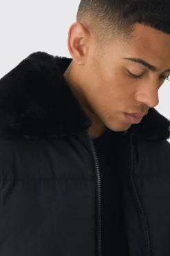 boohooMAN Doudoune boxy à col en synthétique en<Homme Vestes & Manteaux Grande Taille|Tout Afficher