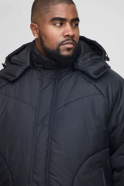 boohooMAN Doudoune à capuche matelassée Plus Boxy en<Homme Vestes & Manteaux Grande Taille|Tout Afficher