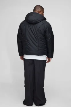 boohooMAN Doudoune à capuche matelassée Plus Boxy en<Homme Vestes & Manteaux Grande Taille|Tout Afficher