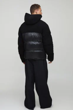 Doudoune à capuche Tall Borg et High Shine, coupe régulière, en noir
