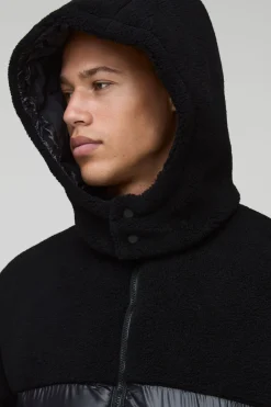 Doudoune à capuche Tall Borg et High Shine, coupe régulière, en noir