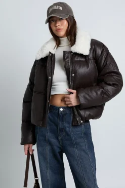 boohoo Doudoune à col en fourrure<Femme Doudounes|Vestes & Manteaux