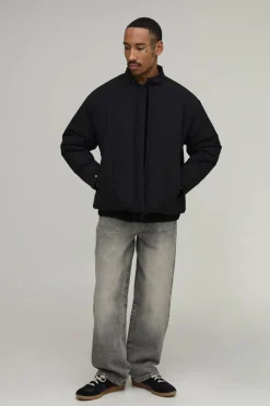 boohooMAN Doudoune Coupe Regular À Panneaux Moto<Homme Manteaux Et Vestes