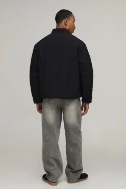 boohooMAN Doudoune Coupe Regular À Panneaux Moto<Homme Manteaux Et Vestes