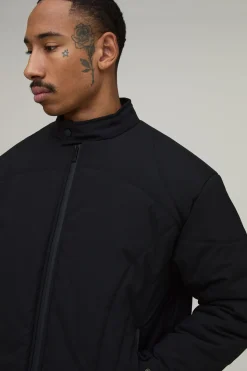boohooMAN Doudoune Coupe Regular À Panneaux Moto<Homme Manteaux Et Vestes
