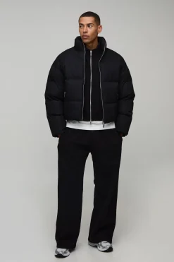 Doudoune Homme Coupe Ample Col Montant Matelassée Poids Moyen Essentielle