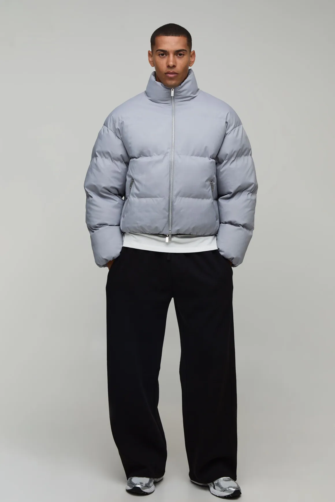 Doudoune Homme Coupe Ample Essentielle Matelassée Mi-saison Col Montant