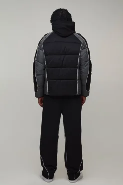 boohooMAN Doudoune Homme Grande Taille Coupe Regular À Blocs De Couleur Et Manches Raglan<Homme Tout Afficher|Vestes & Manteaux Tall