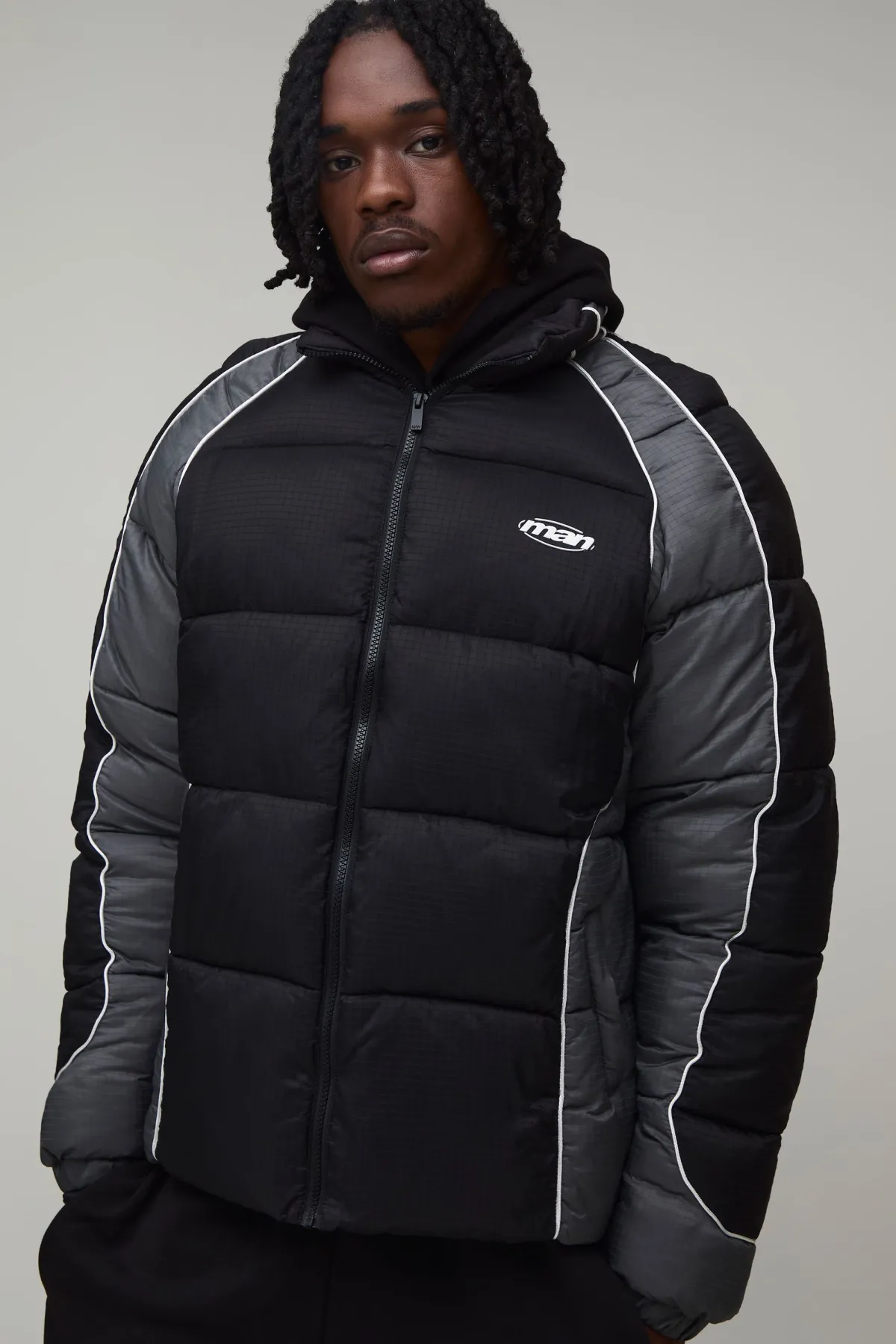 boohooMAN Doudoune Homme Grande Taille Coupe Regular À Blocs De Couleur Et Manches Raglan<Homme Tout Afficher|Vestes & Manteaux Tall