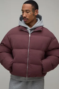 boohooMAN Doudoune Homme Matelassée Mi-saison Col Montant Coupe Ample Décontractée<Homme Essentiels|Manteaux Et Vestes