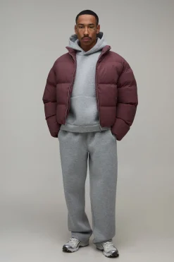 boohooMAN Doudoune Homme Matelassée Mi-saison Col Montant Coupe Ample Décontractée<Homme Essentiels|Manteaux Et Vestes