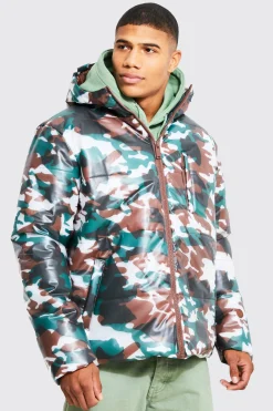 Doudoune à imprimé camouflage