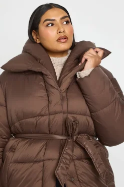Doudoune Longue À Casynthétiqueche Et Ceinture Grande Taille
