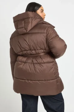 Doudoune Longue À Casynthétiqueche Et Ceinture Grande Taille