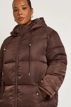 boohoo Doudoune Longue Grande Taille<Femme Looks Chocolat|Doudounes