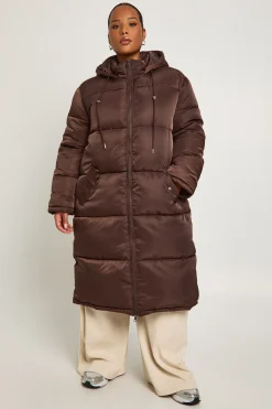 boohoo Doudoune Longue Grande Taille<Femme Looks Chocolat|Doudounes