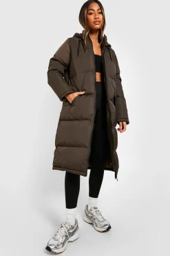 boohoo Doudoune longue matelassée<Femme Looks Chocolat|Doudounes