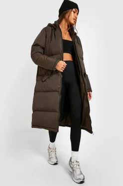 boohoo Doudoune longue matelassée<Femme Looks Chocolat|Doudounes