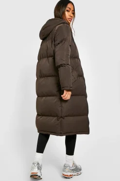 boohoo Doudoune longue matelassée<Femme Looks Chocolat|Doudounes