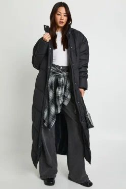 boohoo Doudoune maxi à capuche avec détail matelassé<Femme Doudounes|Vestes & Manteaux