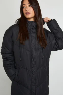 boohoo Doudoune maxi à capuche avec détail matelassé<Femme Doudounes|Vestes & Manteaux
