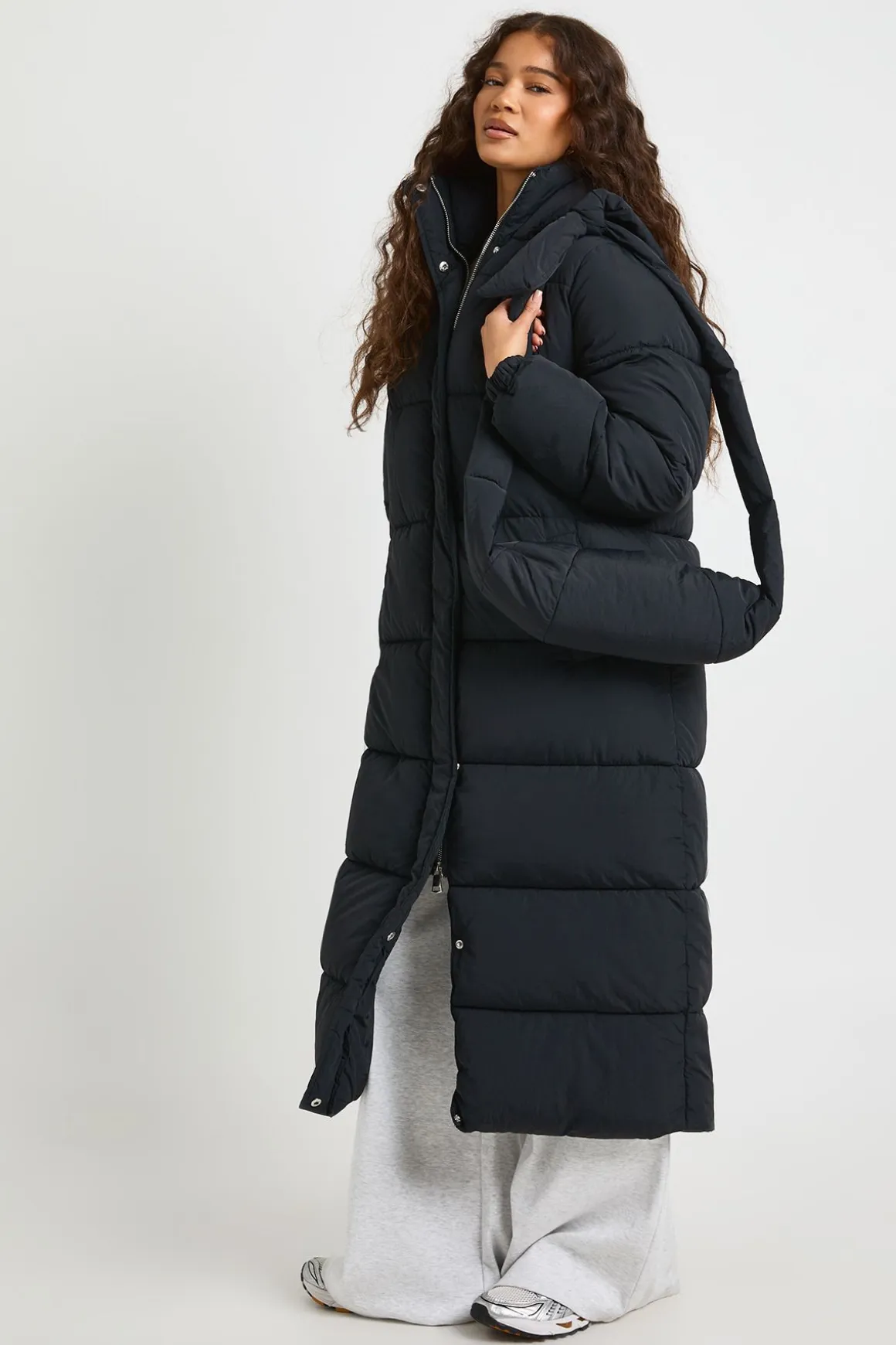 Doudoune maxi à capuche avec sac
