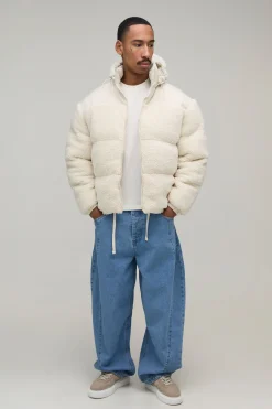 Doudoune Oversize En Nylon Et Panneaux Imitation Mouton