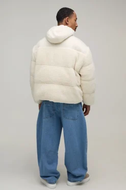 Doudoune Oversize En Nylon Et Panneaux Imitation Mouton