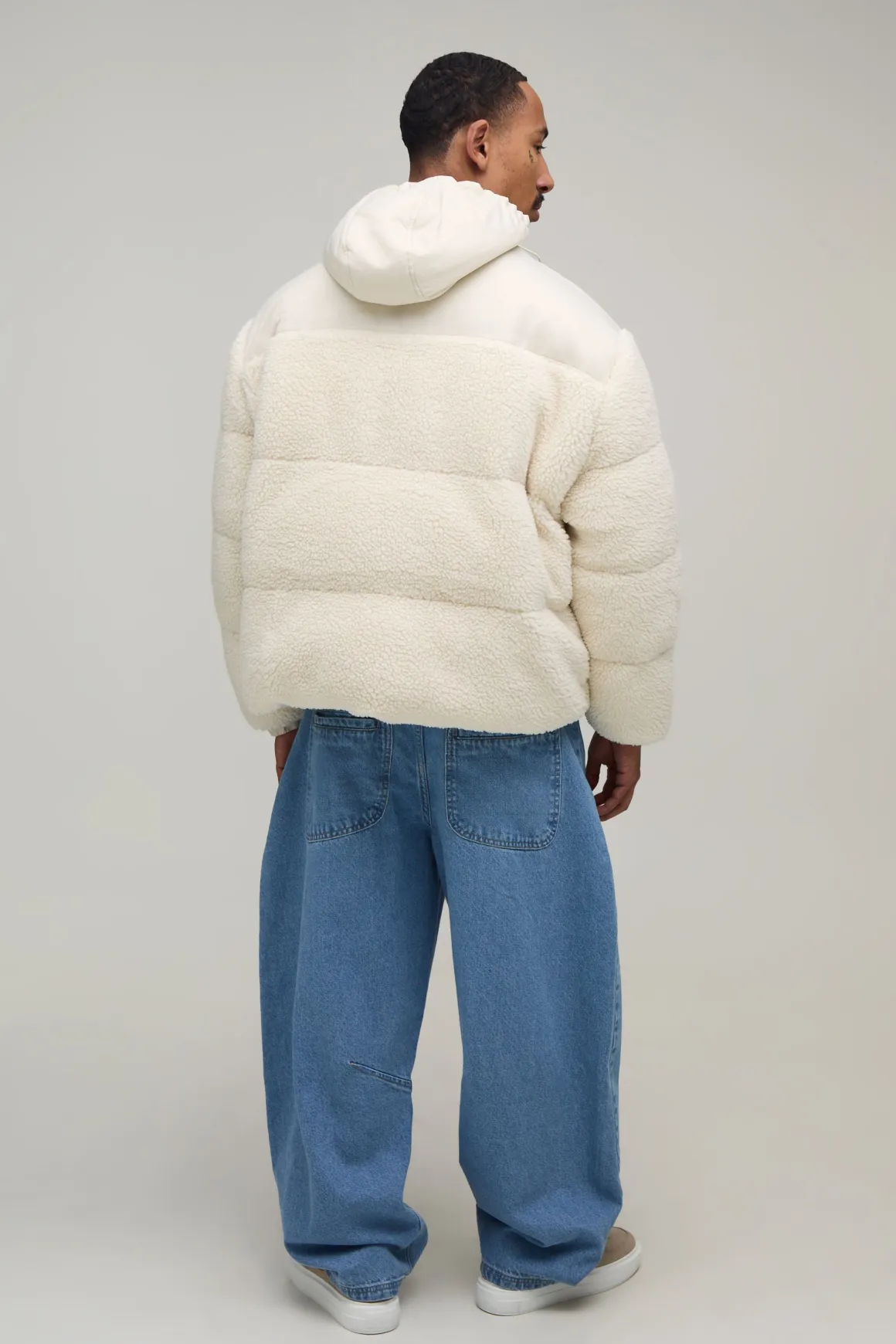 Doudoune Oversize En Nylon Et Panneaux Imitation Mouton