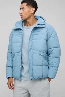 boohooMAN Doudoune à panneaux incurvés rembourrée, coupe régulière<Homme Manteaux Et Vestes