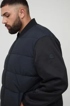 boohooMAN Doudoune Plus à coupe régulière, matelassée et manches en tissu Scuba<Homme Vestes & Manteaux Grande Taille|Tout Afficher
