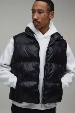 Doudoune Sans Manches Matelassée Mi-saison À Finition Brillante Coupe Regular Essentielle Pour Homme
