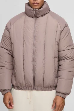boohooMAN Doudoune surdimensionnée à panneaux verticaux à capuche<Homme Manteaux Et Vestes