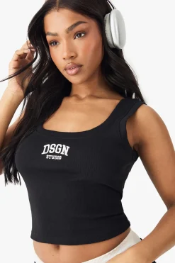 DSGN Studio Collegiate Débardeur Côtelé Brodé<Femme Dsgn Studio|Tops